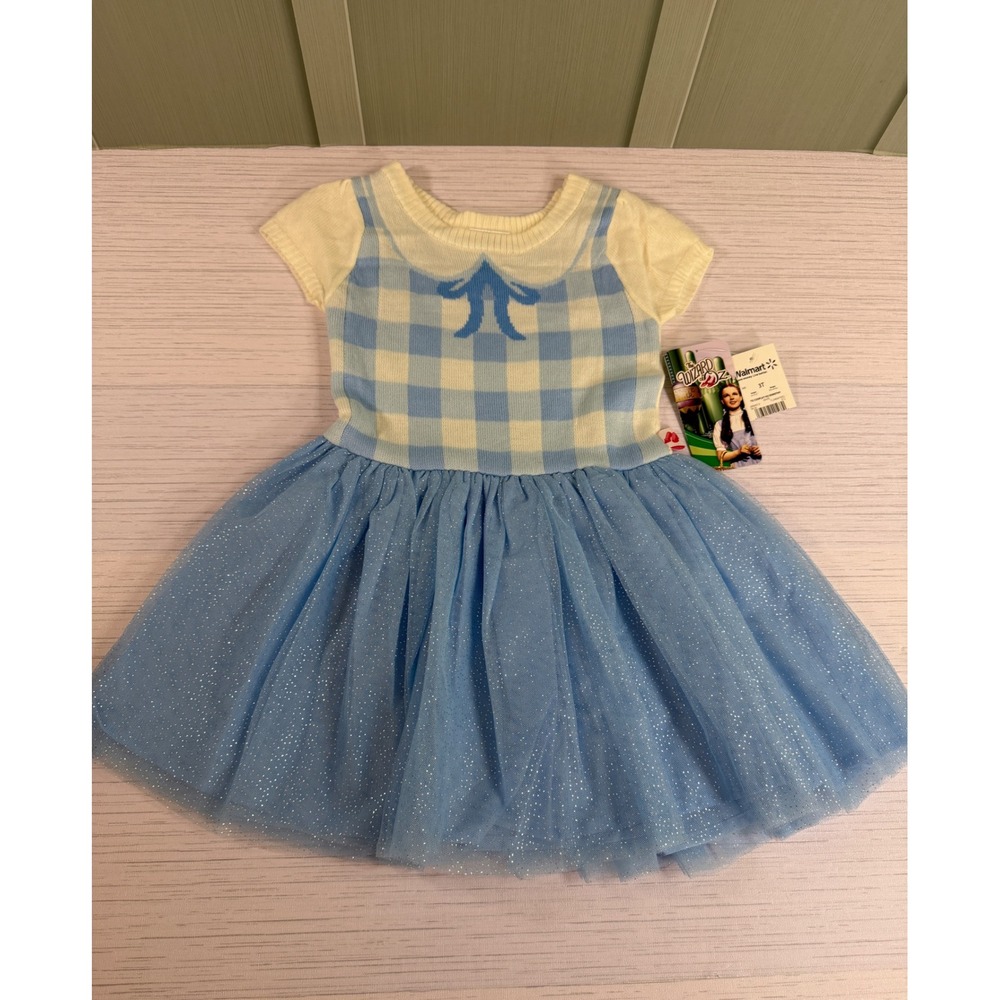 Wizard of Oz Dorothy Gingham Knit Tutu Dress Kids 3T Blue White FL2483479ZO